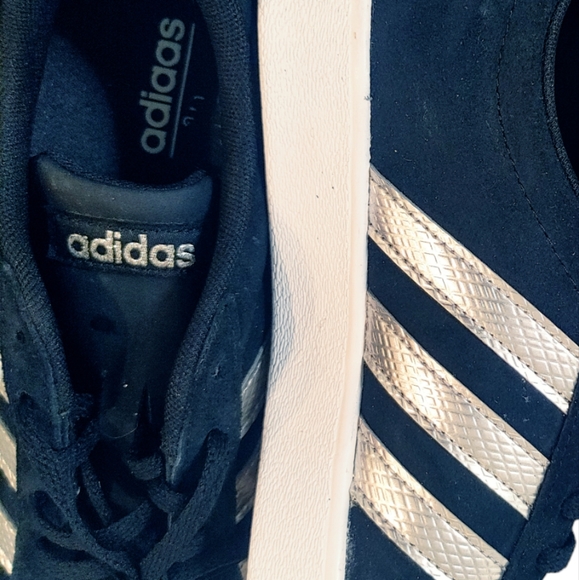 🎉(WMNS) Adidas VL Court 2.0 Black Platinum Metallic Sneakers🌺 - Picture 8 of 12